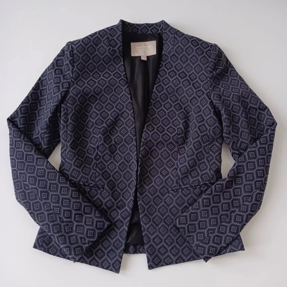 Banana Republic size 2P Geometric Patterned Black Jacket - Picture 2 of 9